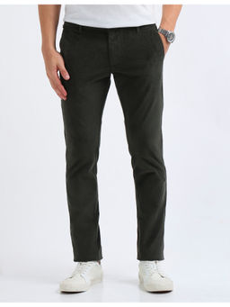 Arrow Sports - Green Men Corduroy Textured Straight Regular Fit Trouser