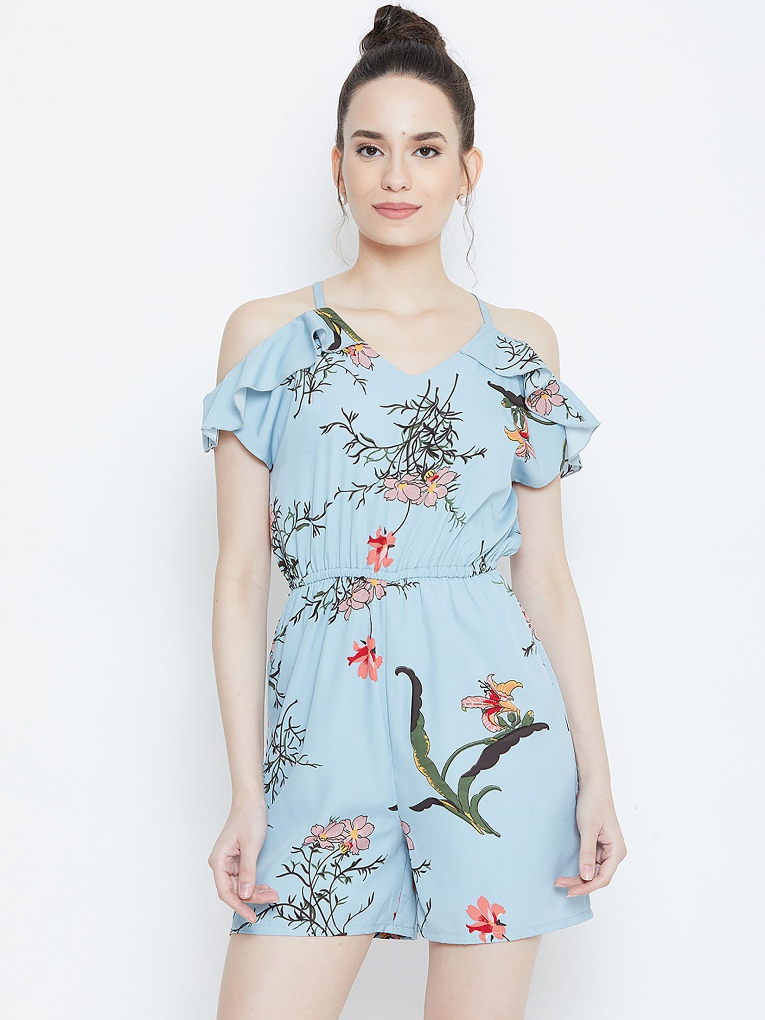 Women Blue Floral Playsuit-picture-44