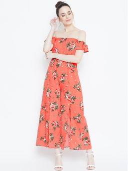 Dodo & Moa - Women Coral Floral Jumpsuits