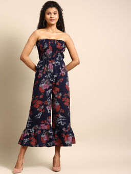 Dodo & Moa - Women Navy Blue Floral Jumpsuits