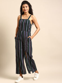 Dodo & Moa - Women Black Stripes Jumpsuits