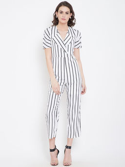 Dodo & Moa - Women White Stripes Jumpsuits