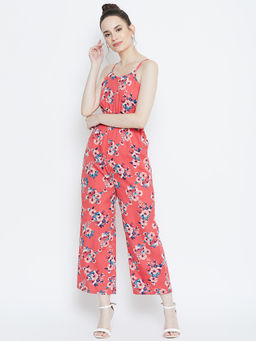 Dodo & Moa - Women Coral Floral Jumpsuits