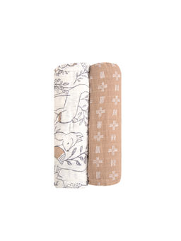 Crane Baby - Ezra Swaddle Wraps (Copper Dash & Ezra Print) 2 Piece