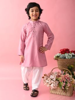 SAKA DESIGNS - Boys Dark Peach Kurta with White Pyjama (Set of 2)