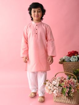 SAKA DESIGNS - Boys Peach Kurta with White Pyjama (Set of 2)