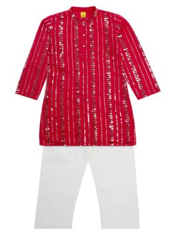 SAKA DESIGNS - Fuchsia Full Embellished Kurta with Pyjamas Boys (Set of 2)