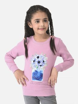 CRIMSOUNE CLUB - Girls Mauve Sweatshirt with Graphic Detailing