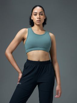 Technosport - Women Slim Fit Scoop Neck Sports Bra with ELASTO PLUS for Training - Green