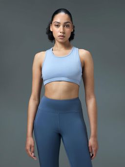 Technosport - Women Slim Fit Scoop Neck Sports Bra with ELASTO PLUS for Training - Blue