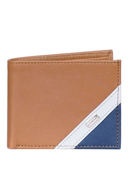 Justanned - Brown & Blue Genuine Real Leather Wallet