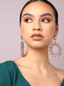 Sohi - Gold Plated Party Designer Stone Drop Earrings for Women
