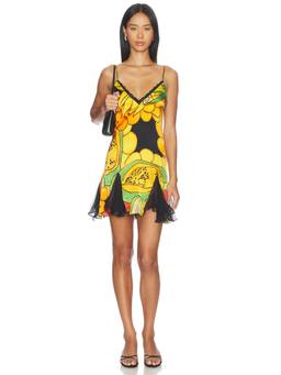Donde Esteban - Silk Satin Lace Women's Printed Shoulder Straps Mini Dress Multi-Color