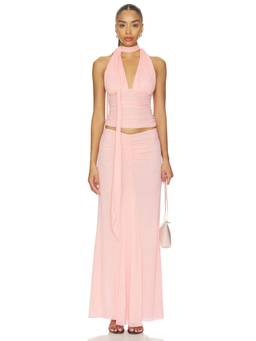 MAJORELLE - Chantal Women's Ruched Halter Neck Crop Top Pink