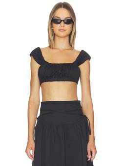 MAJORELLE - Women's Off-Shoulder Shirred Crop Top Black