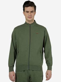 JadeBlue - Mens Solid Green Slim Fit Full Sleeve High Neck Winter Jacket