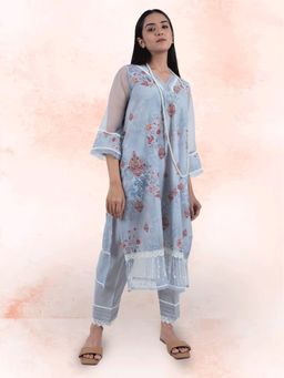 Zuri - Grey Digital print Cotton kurta
