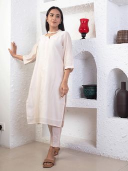 Zuri - Pink Embroidered Chanderi Kurta