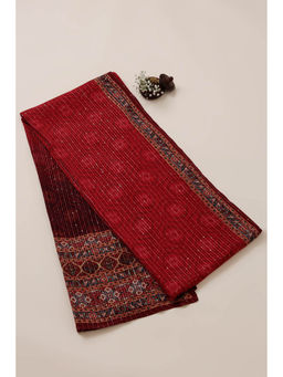 Soch - Women Maroon Viscose Blend Ethnic Motifs Dupatta