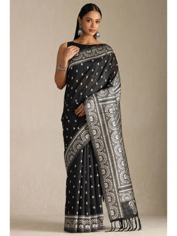 Soch - Women Grey Tussar Woven Design Saree with Unstitched Blouse