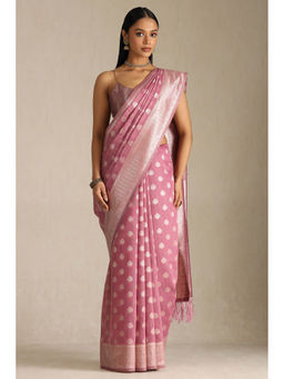 Soch - Women Light Purple Tussar Woven Design Saree with Unstitched Blouse