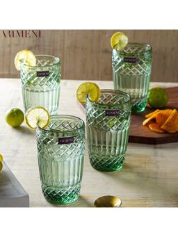 The Artment - Boho Diamond Tumbler Glasses Green (Set of 4)