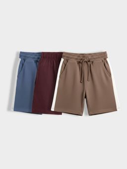 Orange Sugar - Kids Unisex Solid and Colour Blocked Cotton Shorts (Pack of 3)