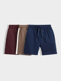 Orange Sugar - Kid'S Unisex Solid and Colour Blocked Cotton Shorts (Pack of 3)