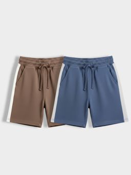 Orange Sugar - Kids Colour Blocked Cotton Shorts (Pack of 2)