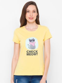 Globus - Yellow Graphic Round Neck T-Shirt