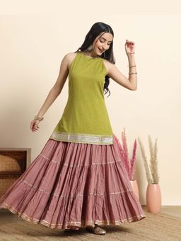Sarvaa by Kriti - Geen Sarang Gota Work Kurta and Skirt Set