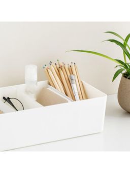 Kuber Industries - Cloth Storage Box 5 Grid Drawer DividerWardrobe Organizer (White)