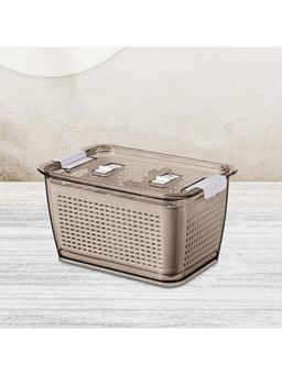 Kuber Industries - Small Refrigerator Storage Crisper with Lid & Detachable Hollow Basket (Brown)