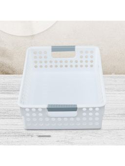 Kuber Industries - Large Hollow Storage BasketKitchen & Home Organizer For Wardrobe(White)