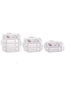 Kuber Industries - 3 Layer Cabinet Drawer BoxDesktop Storage BoxMulti Drawer Storage Organizer White