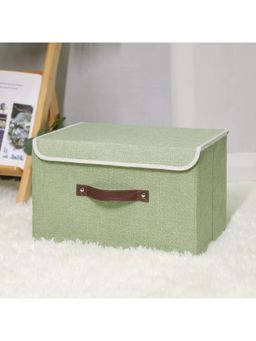 Kuber Industries - Small Storage Box With LidFoldable Wardrobe Organizer For clothes (Green)