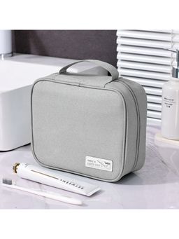 Kuber Industries - Cosmetic Storage Case For Women Two Compartment Zipper Closure (Grey)