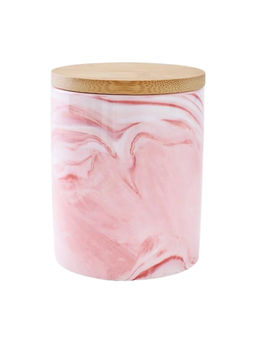Kuber Industries - Food Storage Jar Kitchen Storage Jar Airtight Bamboo Lid 400 ML Pink