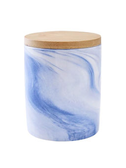 Kuber Industries - Food Storage Jar Kitchen Storage Jar Airtight Bamboo Lid 400 ML Blue