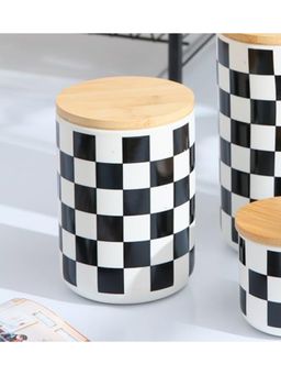 Kuber Industries - Food Storage Jar Kitchen Storage Jar 800 ML Black-White