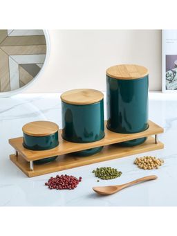 Kuber Industries - Food Storage Jar Kitchen Storage Jar 3 Piece Set 260 800 1000 ML Green