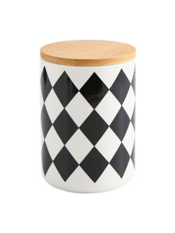 Kuber Industries - Food Storage Jar Kitchen Storage Jar 800 ML Black-White