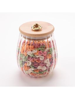 Kuber Industries - Glass Jar Multi-Utility Kitchen Organizer Airtight Bamboo Lid 680 ML Transparent
