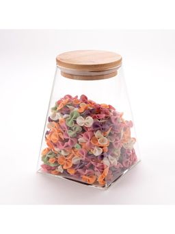 Kuber Industries - Glass Jar Airtight Bamboo Lid Food Storage Container 500 ML