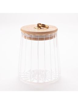 Kuber Industries - Glass Jar Multi-Utility Kitchen Organizer Airtight Bamboo Lid 620 ML Transparent