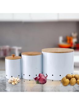 Kuber Industries - Vegetable Basket for Kitchen S-1800M-3300L-9500 Set of 3 White