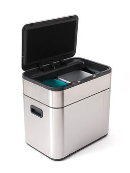 Kuber Industries - Sensor Dustbin Dual Compartment Sensor Dustbin 9 LTR Silver