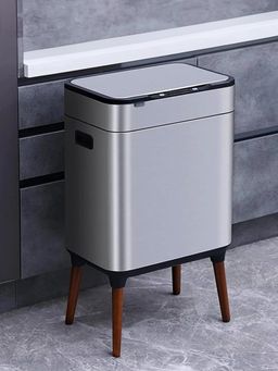 Kuber Industries - Sensor Dustbin Dual Compartment Sensor Dustbin 9 LTR Silver