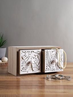 AAPNO RAJASTHAN - Beige & White Wooden Jewellery Organiser