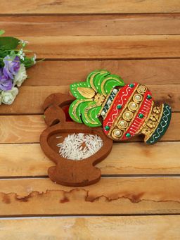 AAPNO RAJASTHAN - Kalash Design Wood and Clay Jewellery Box